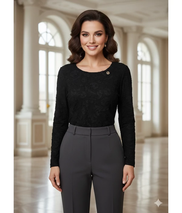 Mystic Day Henrietta fekete virágmintás  felső