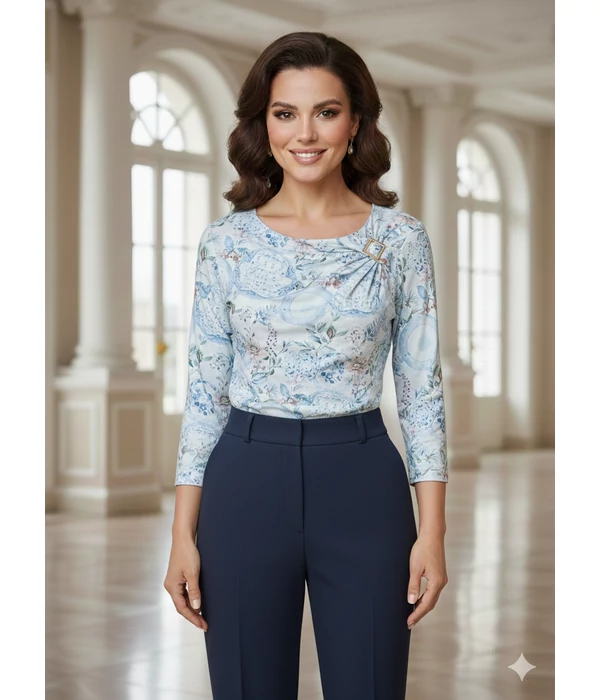 Mystic Day Heidi felső kék virágmintás