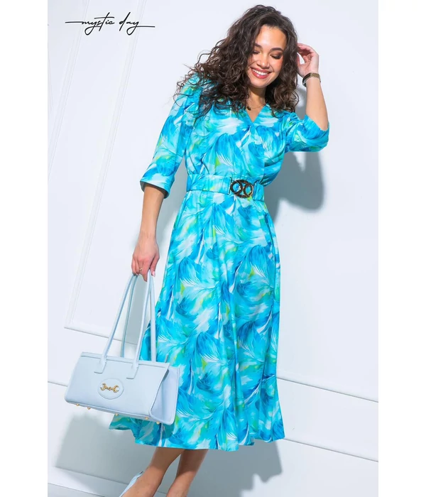 Mystic Day Gréti ruha zöld- türkiz virágmintás