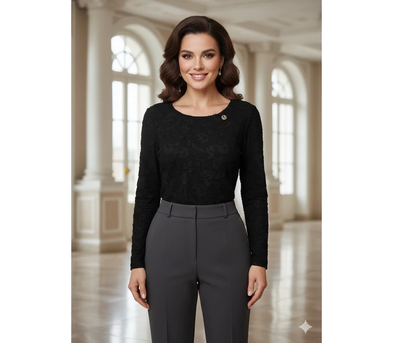 Mystic Day Henrietta fekete virágmintás  felső