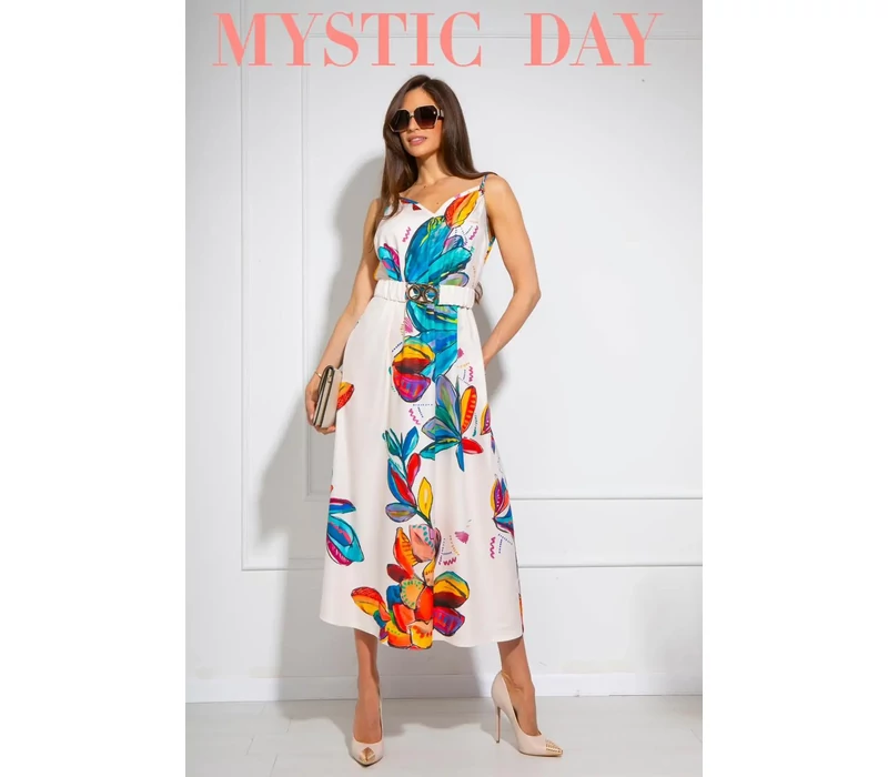 Mystic Day Ariéla krém színes mintás ruha
