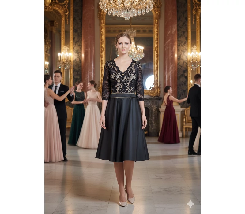 Rouge Avenue Hedvig ruha Fekete -Bézs